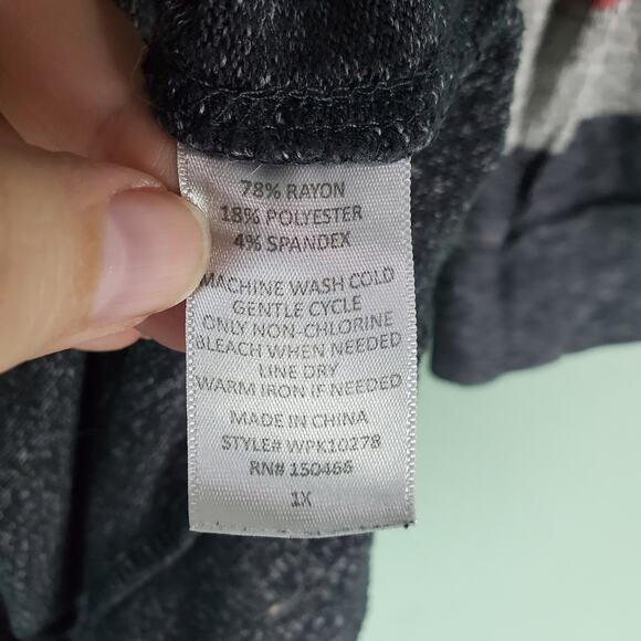 Market & Spruce Womens Paulsen Brushed Knit Top Striped Colorblock Size 1X - Picture 6 of 6